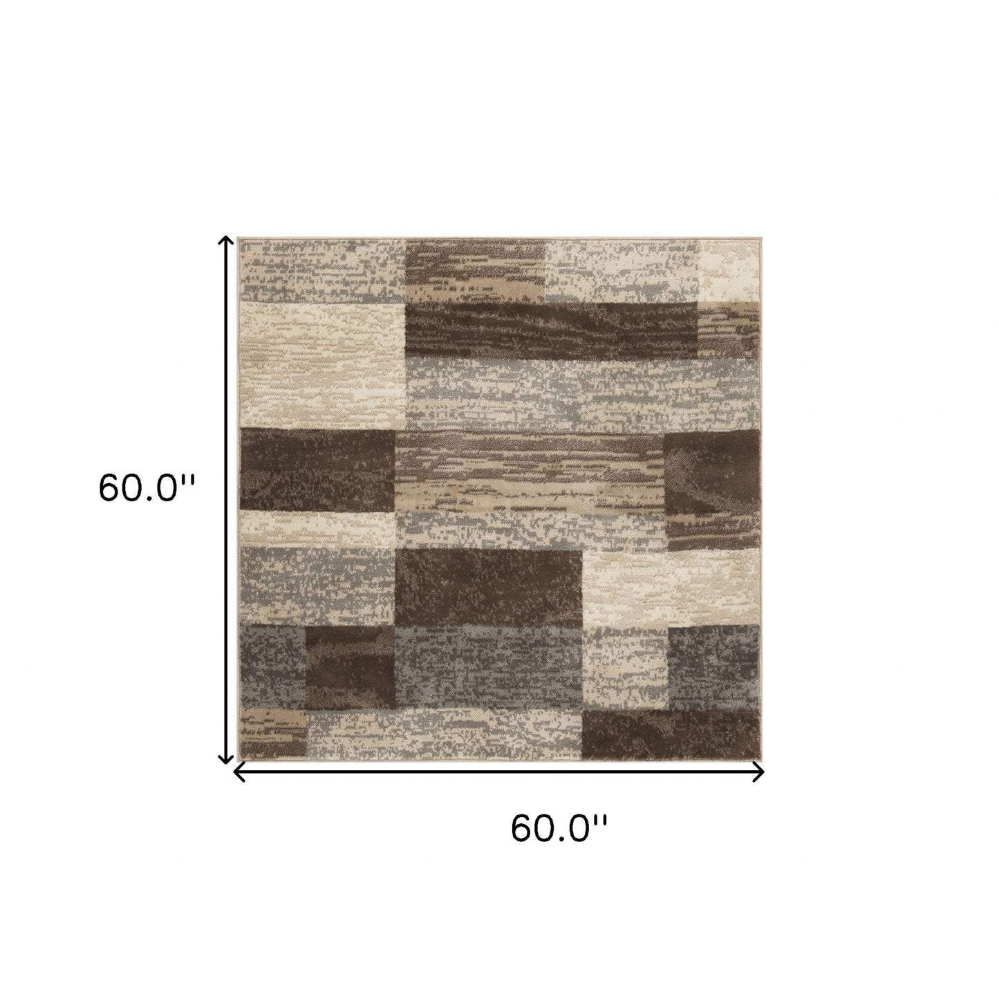 5' Brown And Beige Patchwork Square Rug