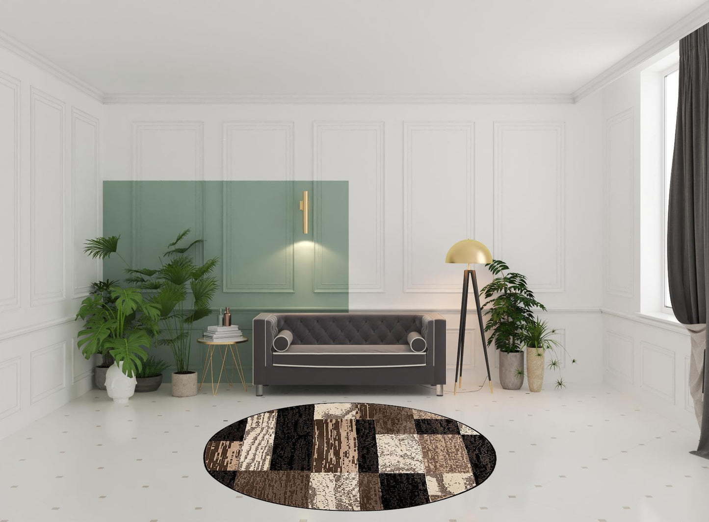 8' Chocolate Patchwork Round Rug