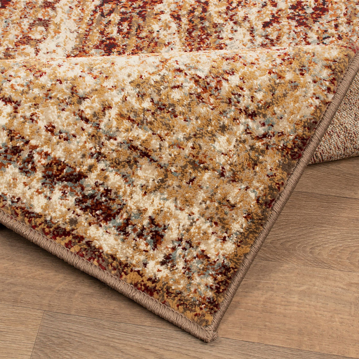 4' X 6' Maroon And Gold Abstract Distressed Area Rug
