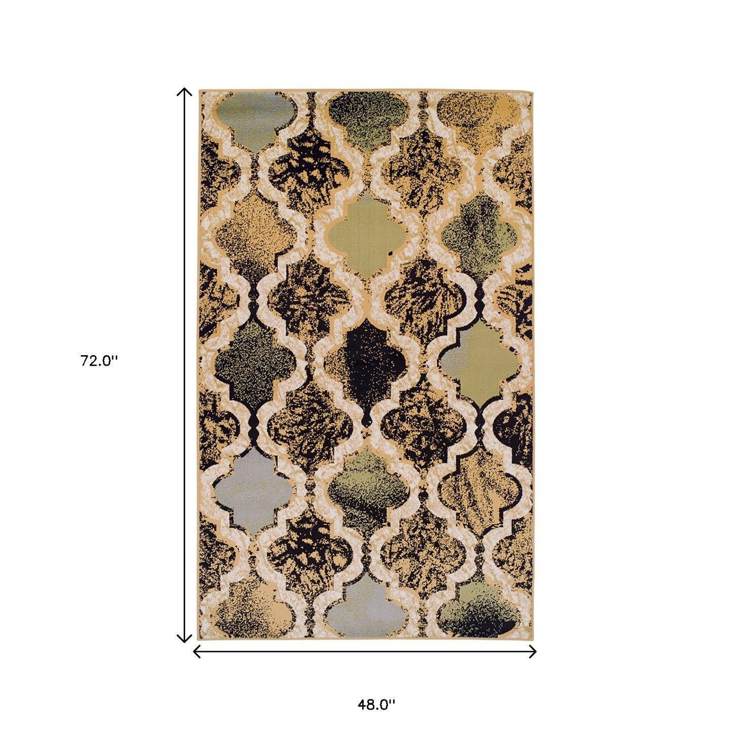 4' X 6' Multi Color Quatrefoil Power Loom Distressed Stain Resistant Area Rug