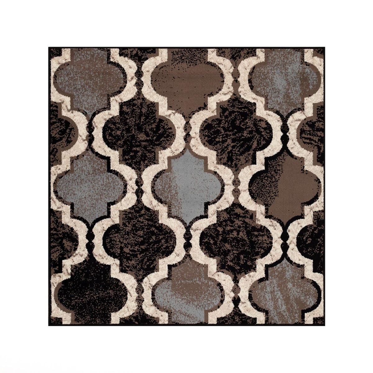 5' Chocolate Quatrefoil Distressed Square Rug