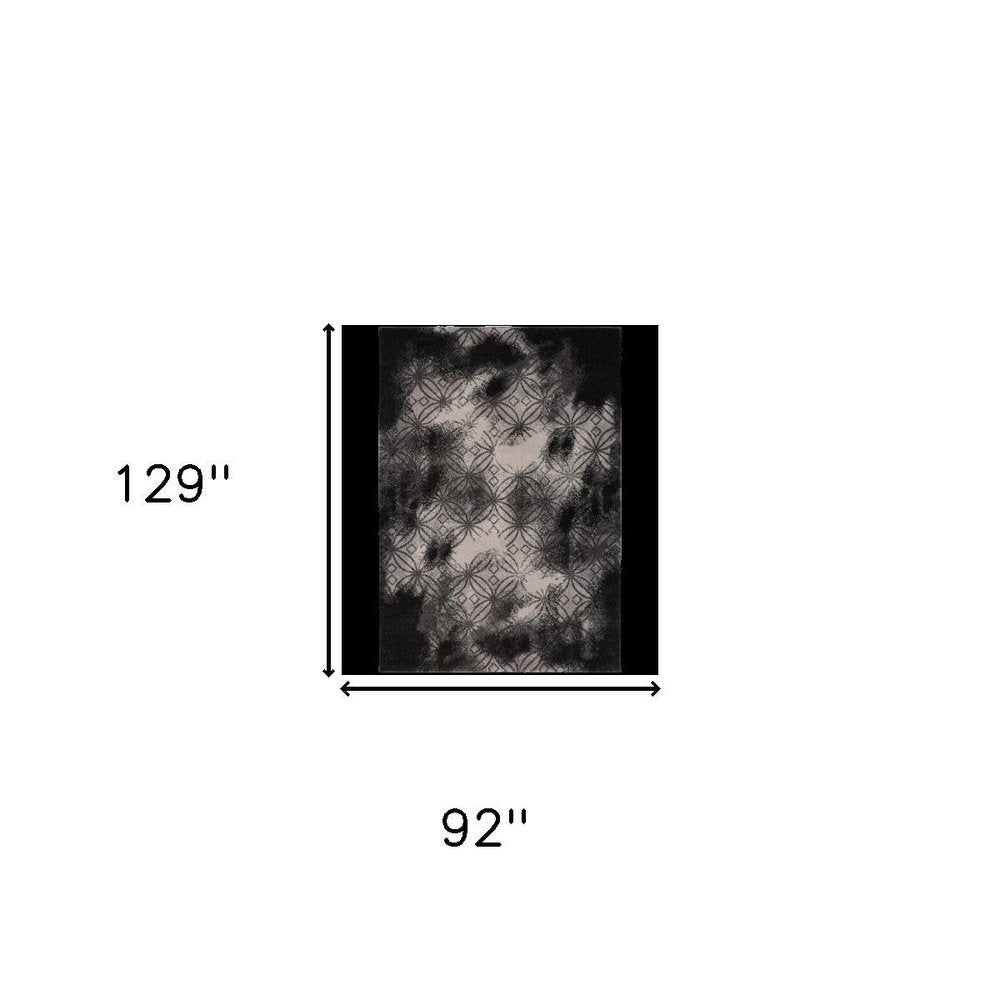 8' X 11' Black Abstract Power Loom Stain Resistant Area Rug