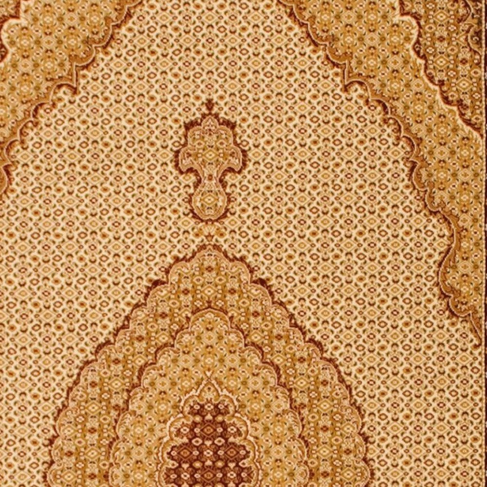 7' Cream Oriental Round Rug