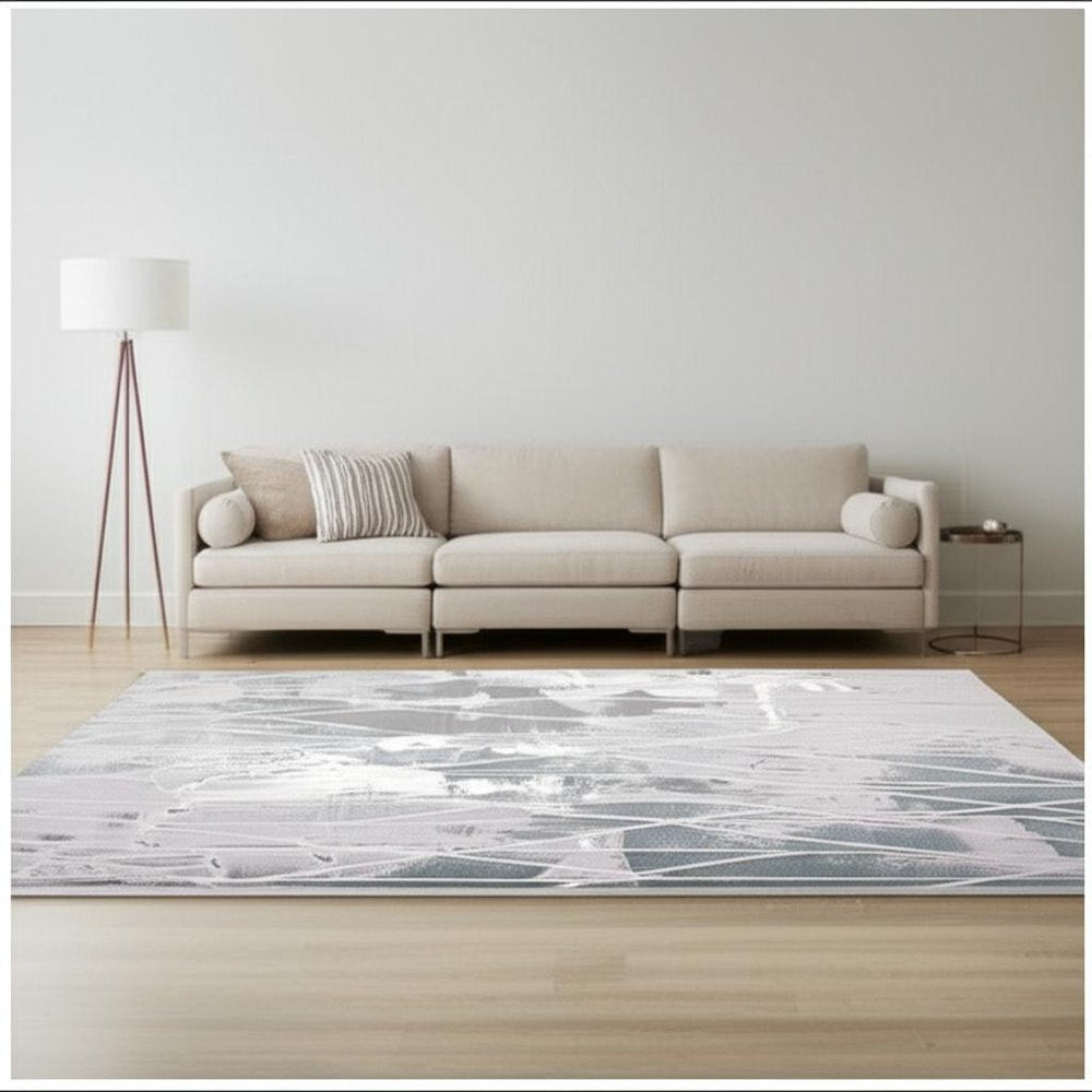 8' X 11' Blue Abstract Stain Resistant Area Rug