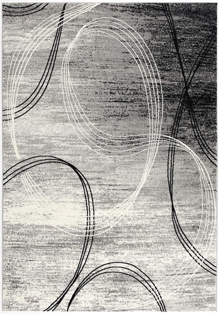 10' Gray And Ivory Abstract Shag Runner Rug