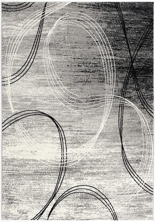 10' Gray And Ivory Abstract Shag Runner Rug