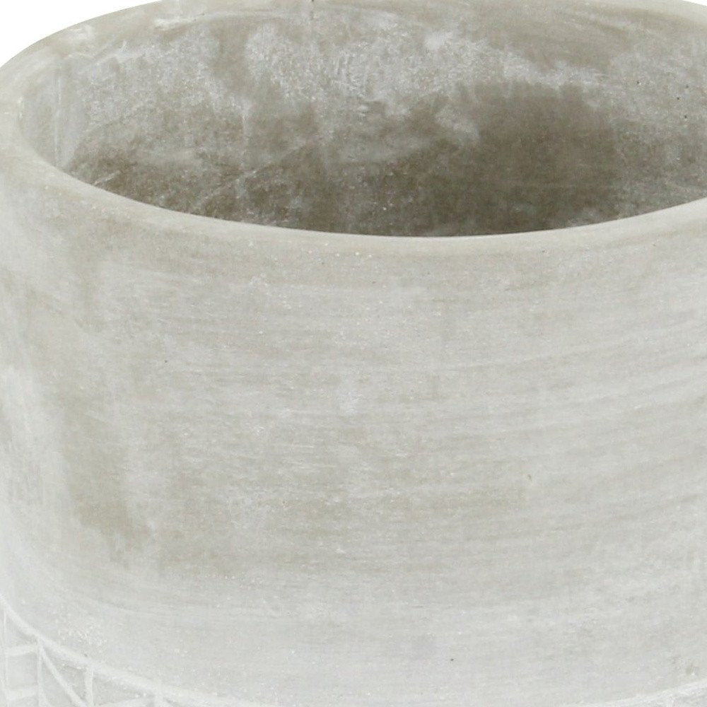 6" Light Gray Geometric Cement Indoor Outdoor Round Pot Planter