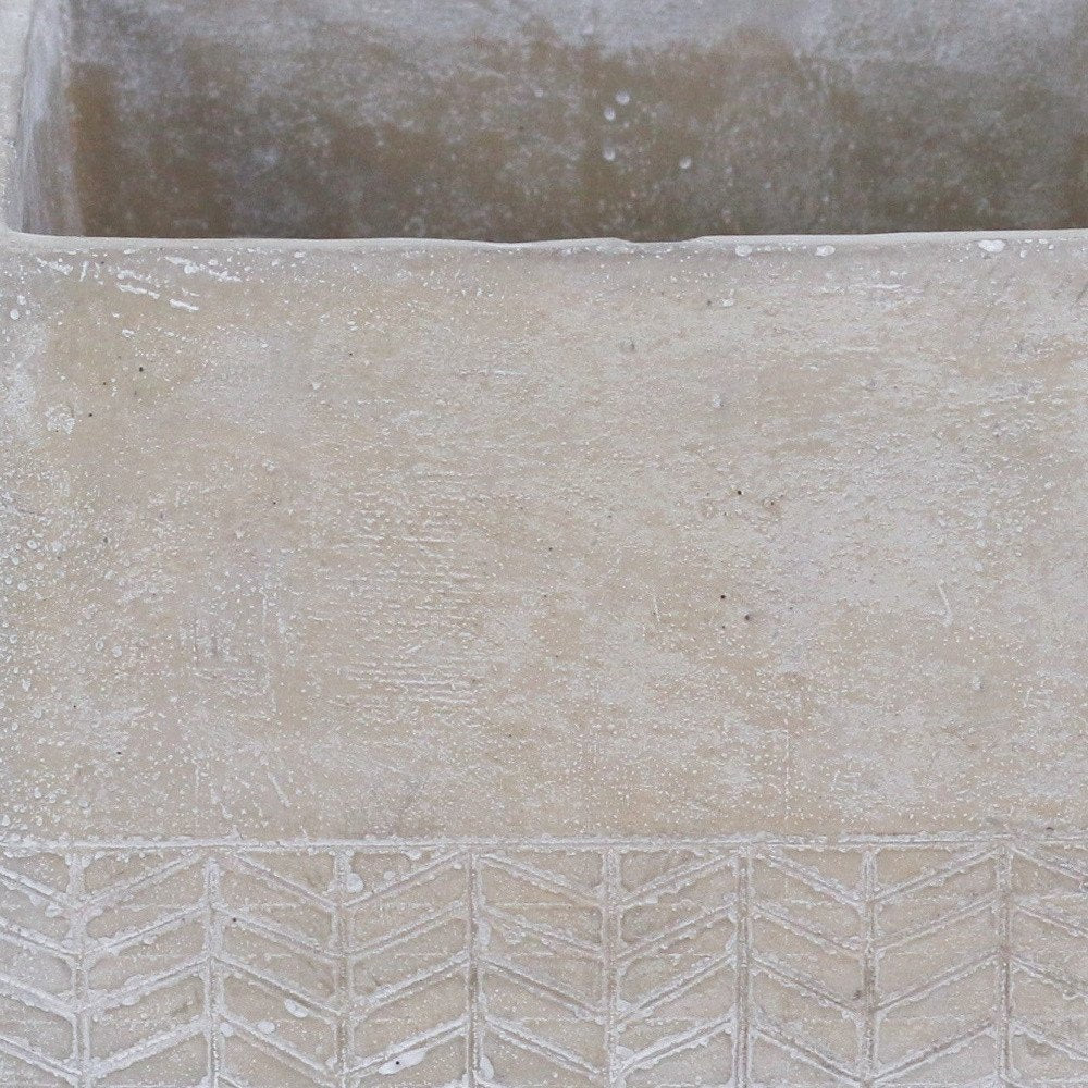 6" Light Gray Chevron Cement Indoor Outdoor Square Pot Planter
