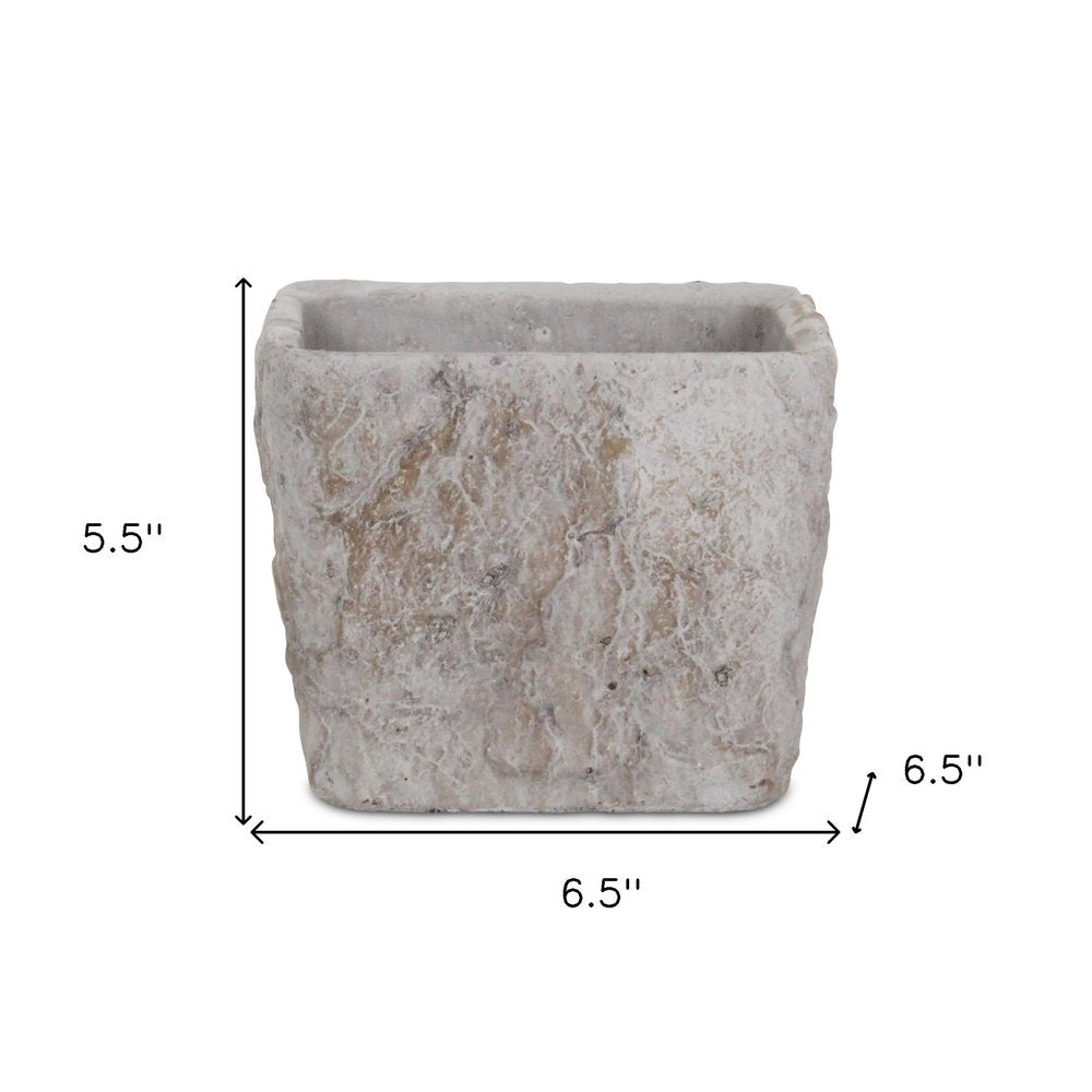7" Gray Speckle Glaze Cement Indoor Outdoor Square Pot Planter