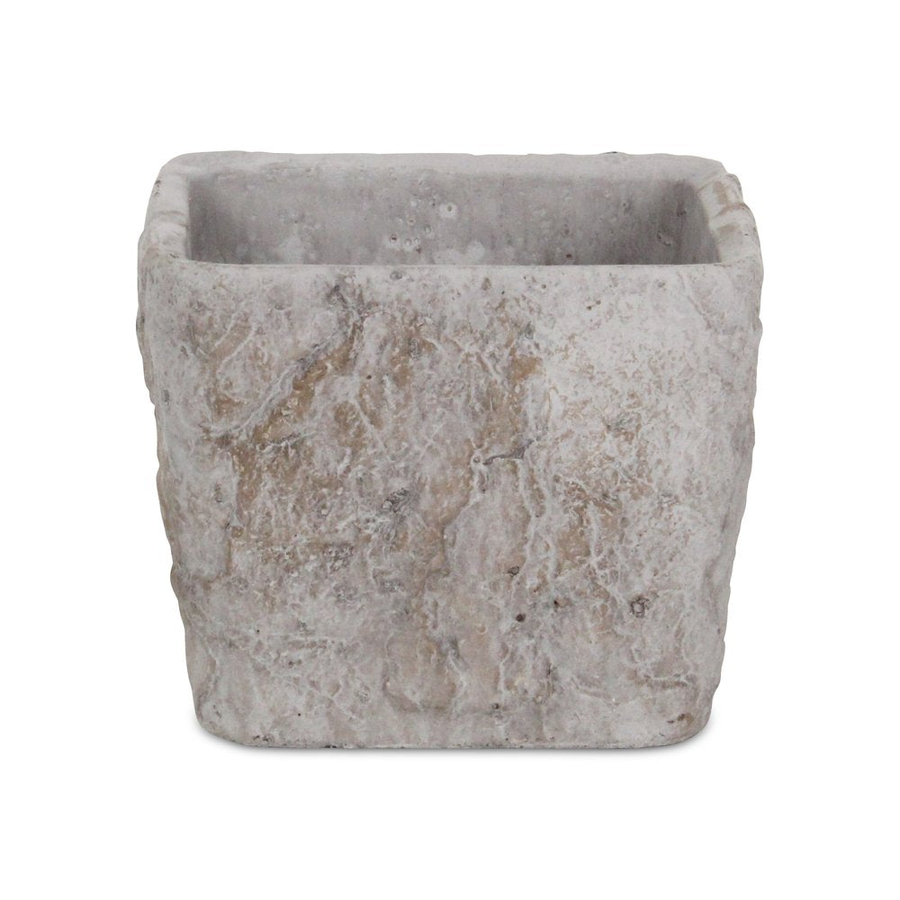 7" Gray Speckle Glaze Cement Indoor Outdoor Square Pot Planter