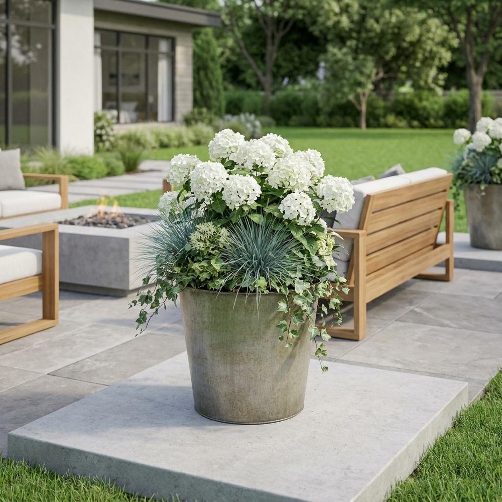 9" Gray Recycled Plastic Indoor Outdoor Round Pot Planter
