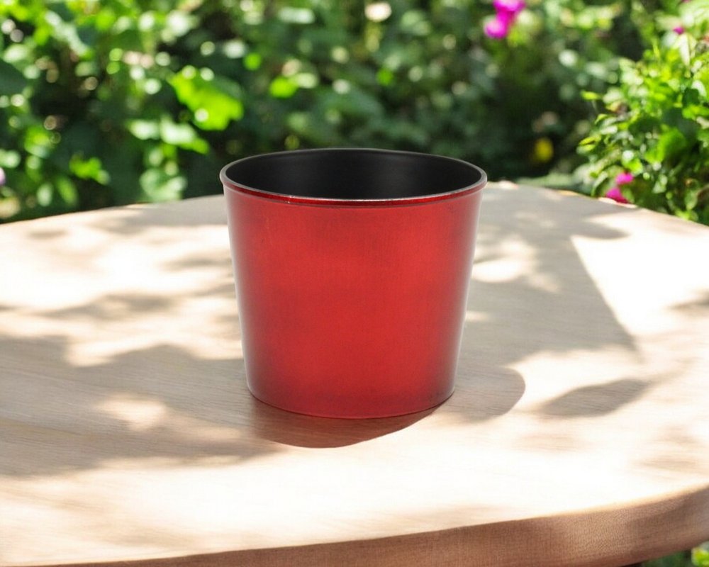 6" Red Recycled Plastic Indoor Outdoor Round Pot Planter