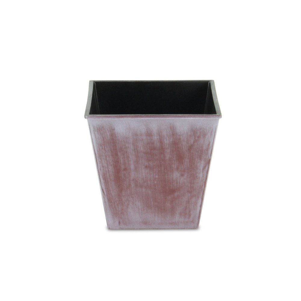 5" Brown and Off White Textural Tone On Tone Recycled Plastic Indoor Outdoor Square Pot Planter