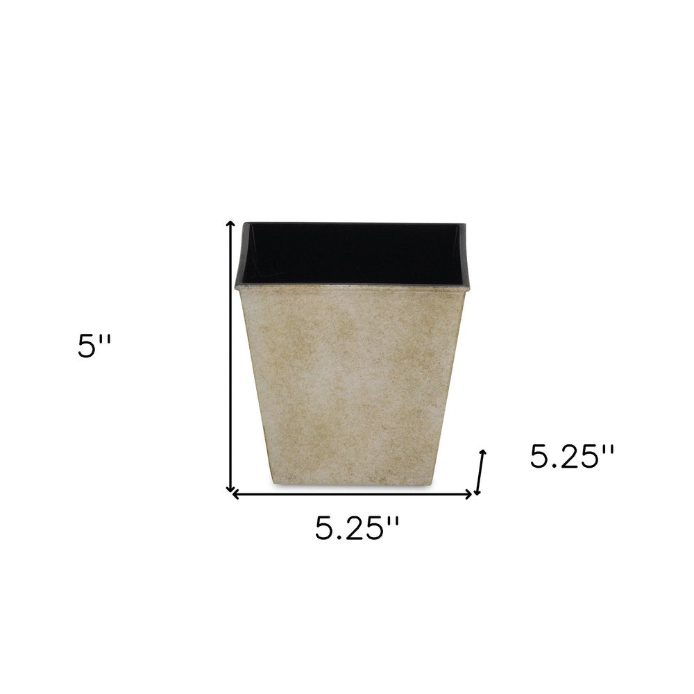 5" Cream Recycled Plastic Indoor Outdoor Square Pot Planter