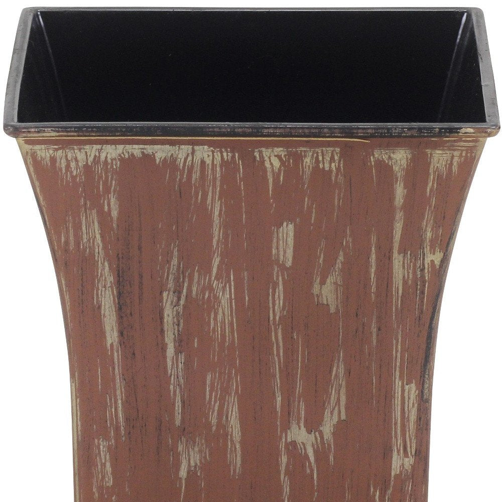 7" Brown and Ivory Textural Tone On Tone Recycled Plastic Indoor Outdoor Square Pot Planter