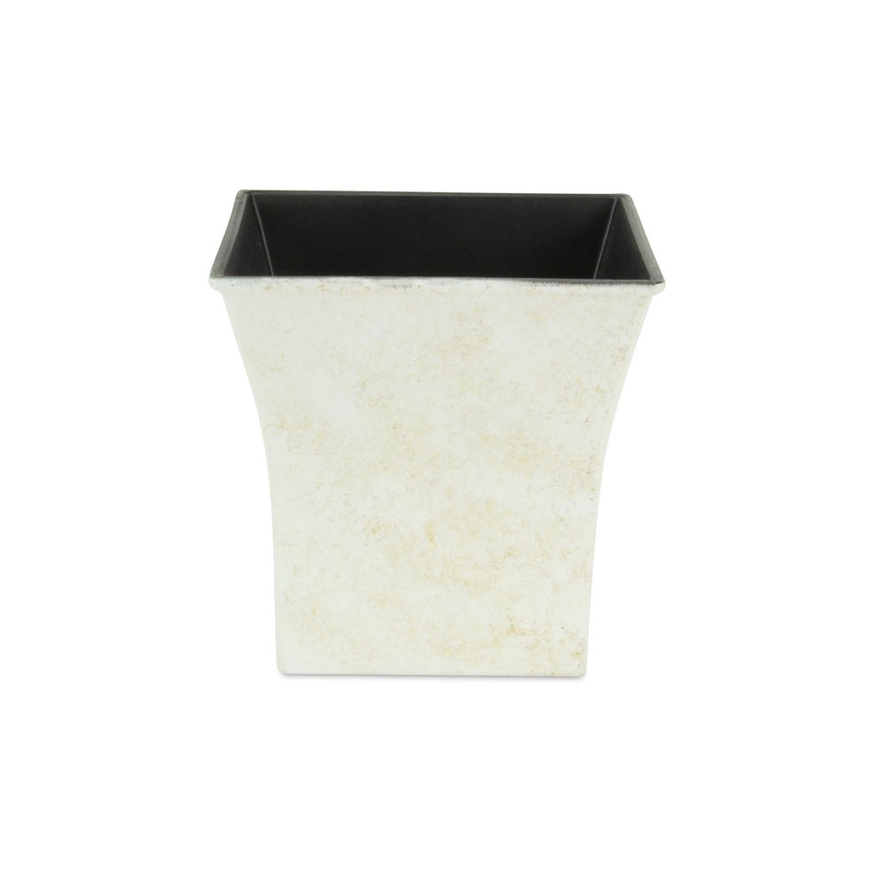 7" Cream Recycled Plastic Indoor Outdoor Square Pot Planter