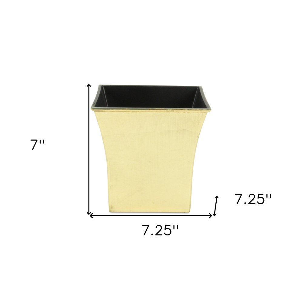 7" Gold Recycled Plastic Indoor Outdoor Square Pot Planter