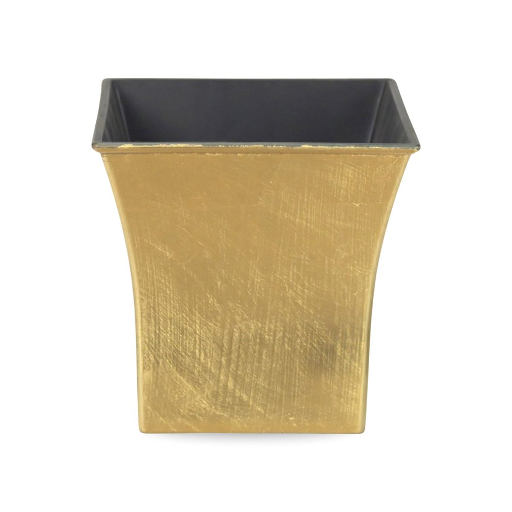 7" Gold Recycled Plastic Indoor Outdoor Square Pot Planter