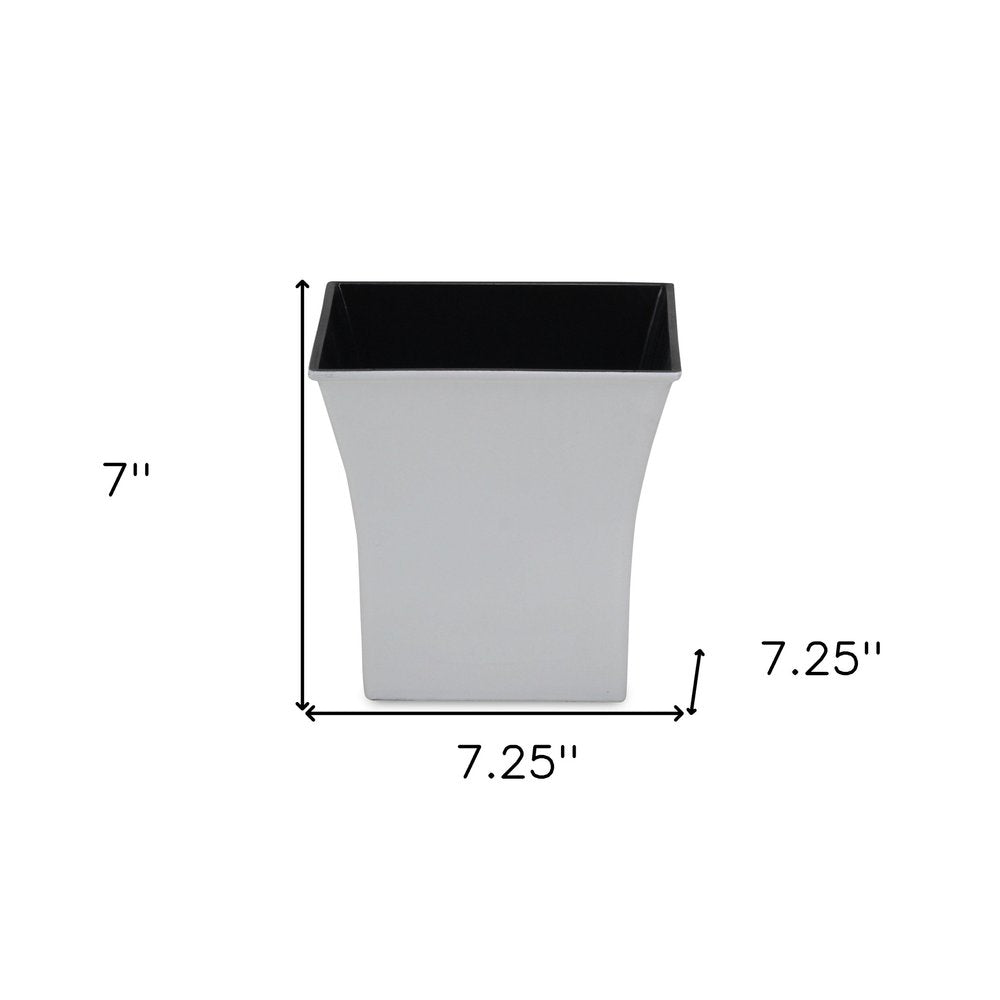 7" White Recycled Plastic Indoor Outdoor Square Pot Planter