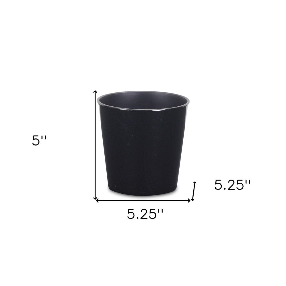 5" Black Recycled Plastic Indoor Outdoor Round Pot Planter