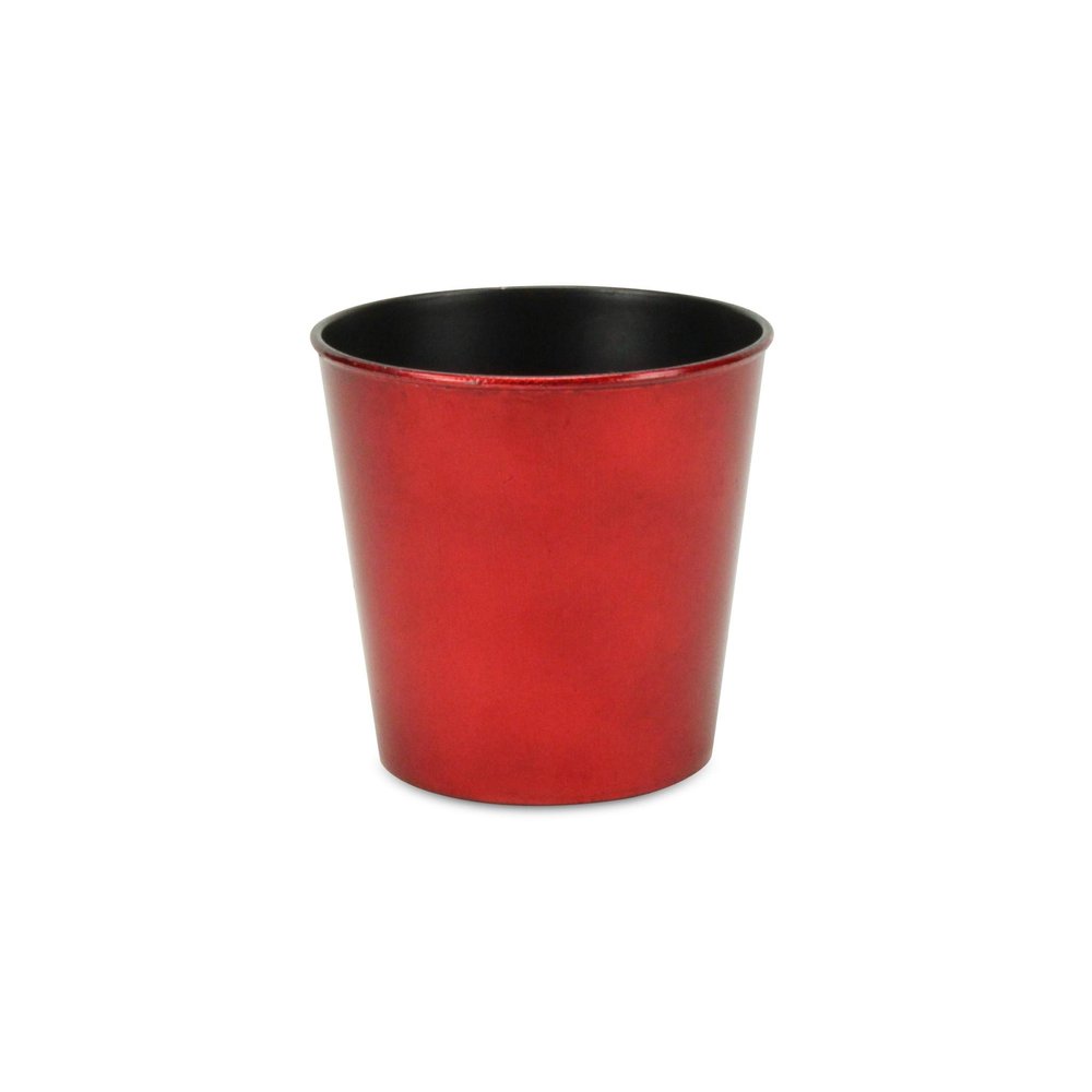 5" Red Recycled Plastic Indoor Outdoor Round Pot Planter