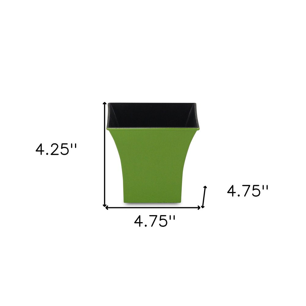 5" Lime Green Recycled Plastic Indoor Outdoor Square Pot Planter