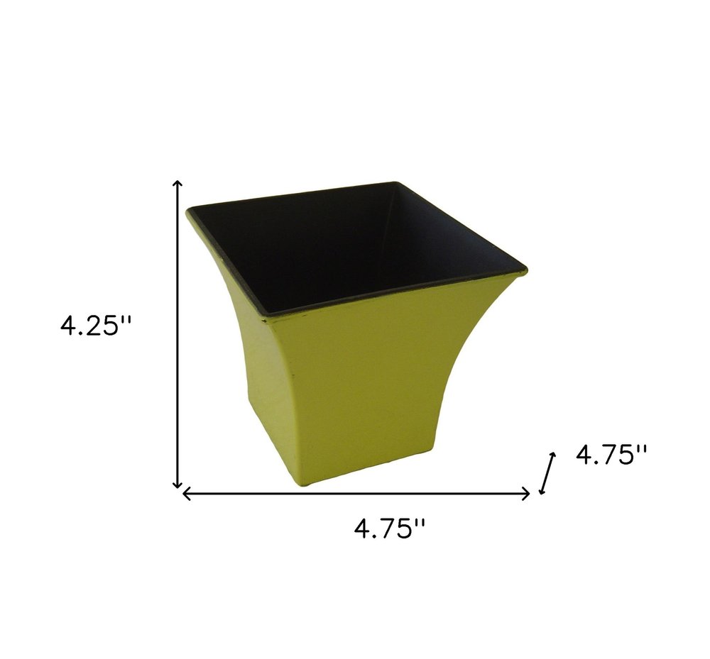5" Yellow Recycled Plastic Indoor Outdoor Square Pot Planter