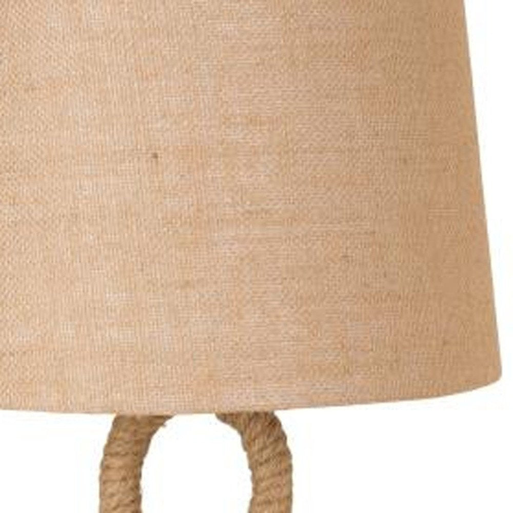 Set of Two 29" Black And Natural Rope Table Lamps With Natural Empire Shades