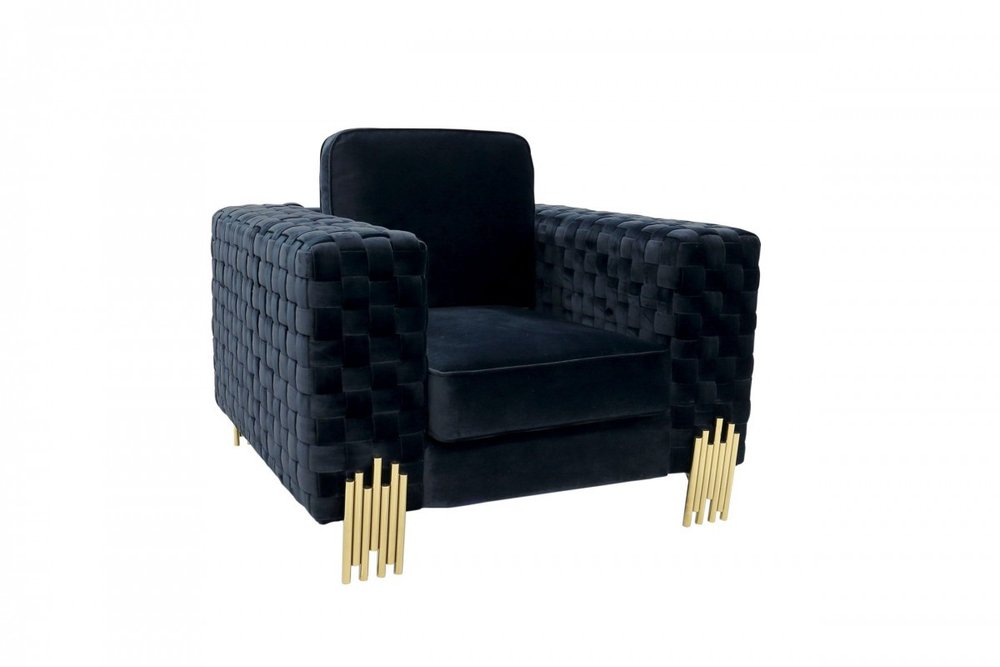 38" Beige And Gold Velvet Tufted Barrel Chair
