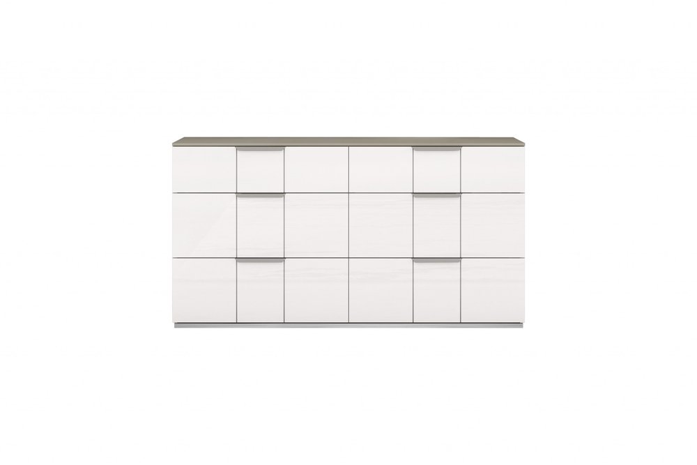 57" White Six Drawer Double Dresser