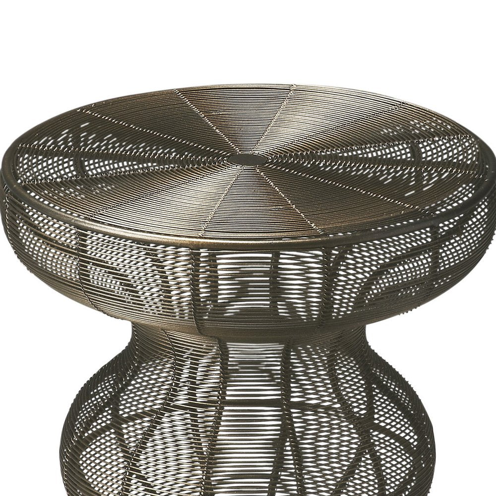 18" Bronze Curvy Iron Round Top End Table