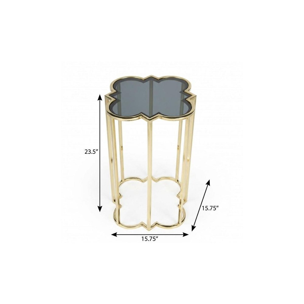 24" Gold And Black Glass Free Form End Table
