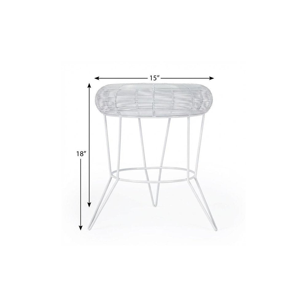 18" White Wire Round top End Table