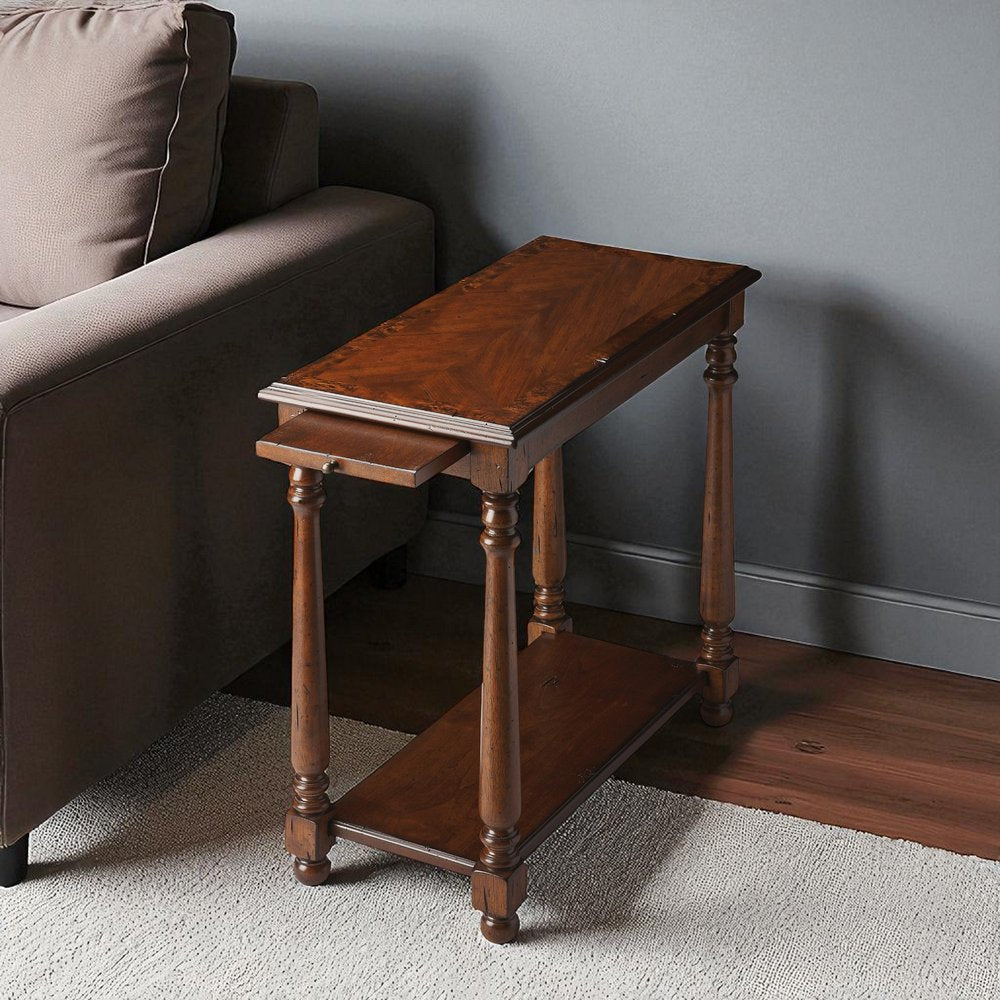 24" Wood Brown End Table With Shelf