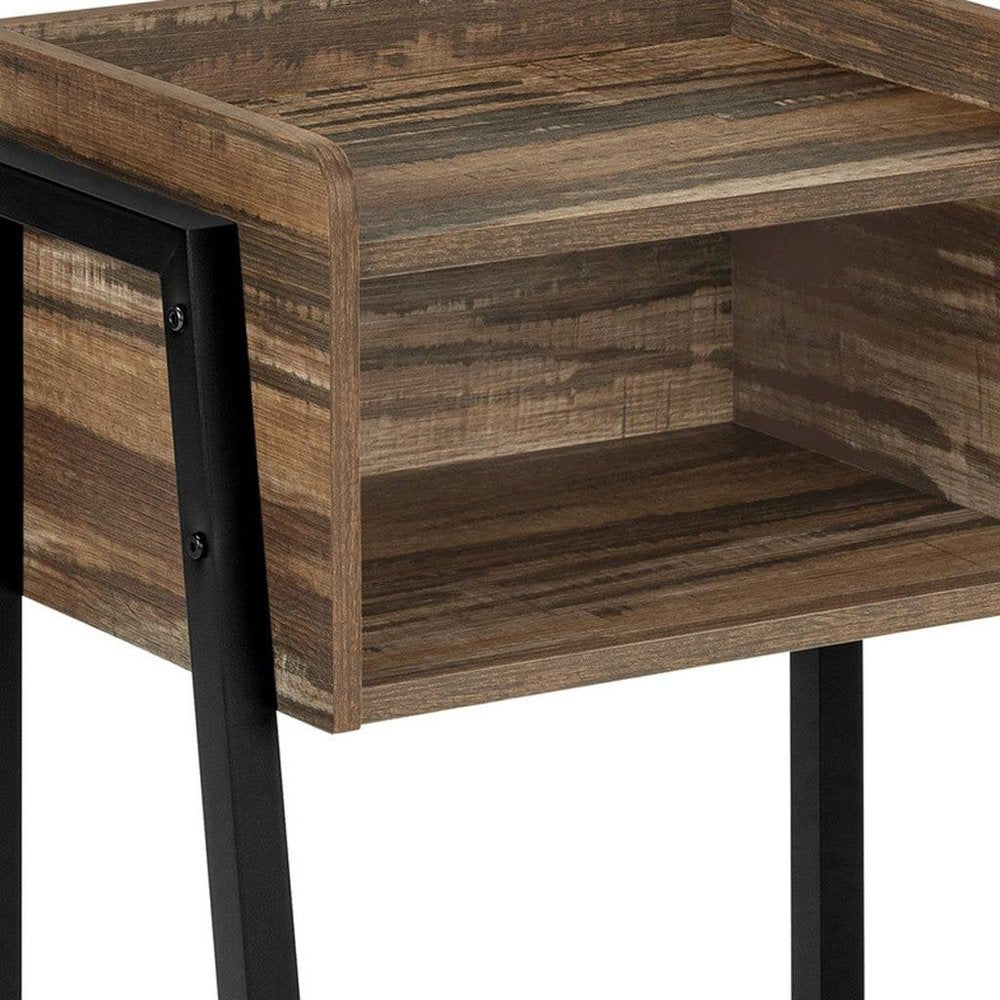 23" Black And Brown End Table With Shelf