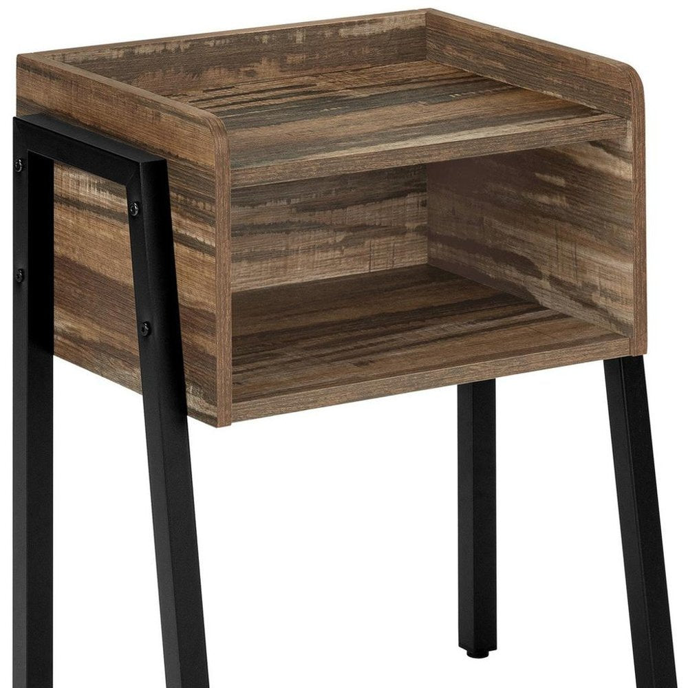 23" Black And Brown End Table With Shelf