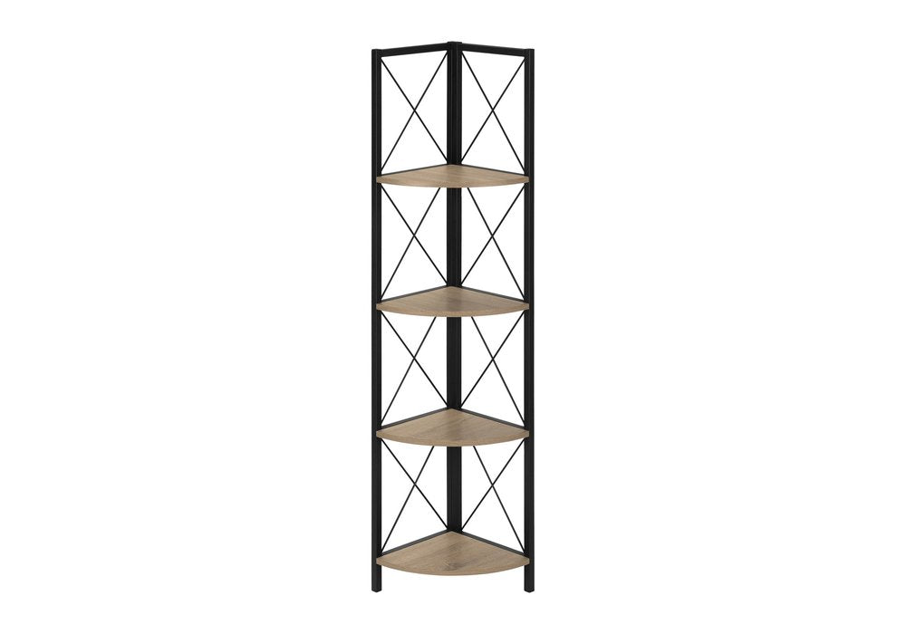 59" Taupe Metal Corner Bookcase