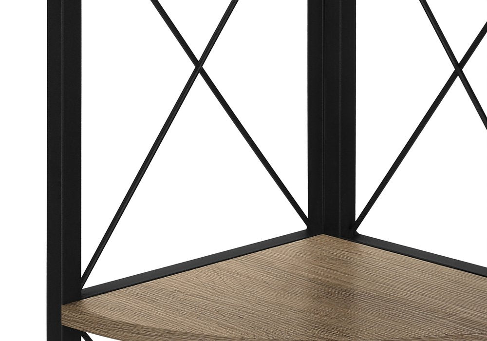 59" Taupe Metal Corner Bookcase