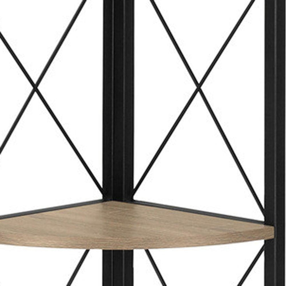 59" Taupe Metal Corner Bookcase