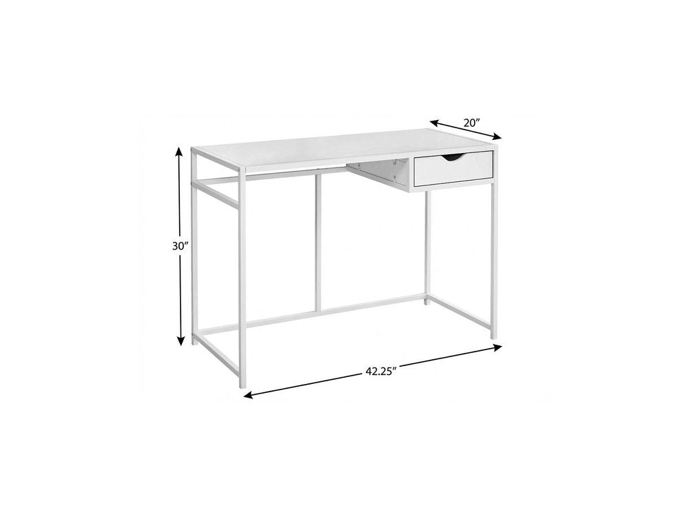 42" White Wood and Iron Computer Desk