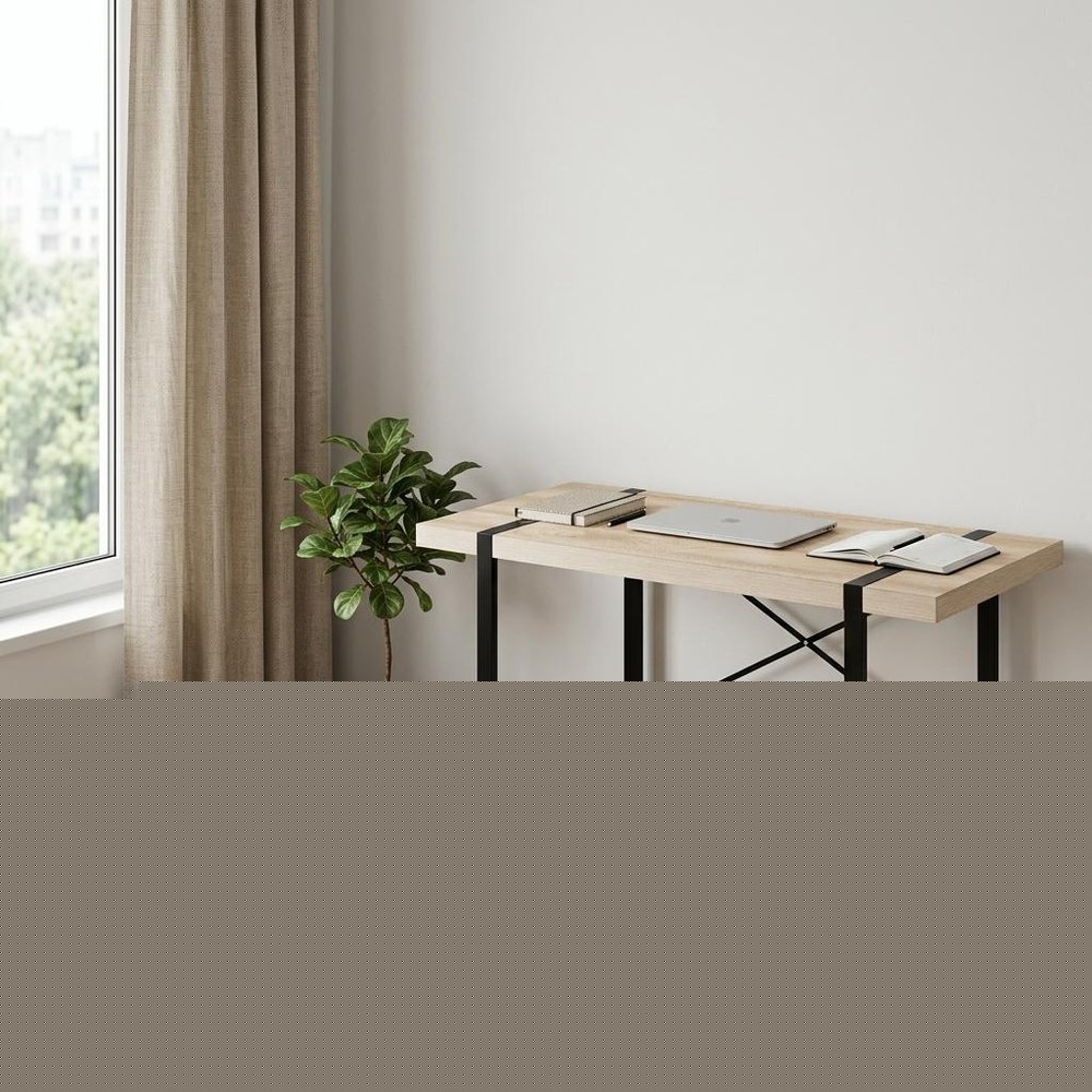 49" Natural and Black Computer Desk