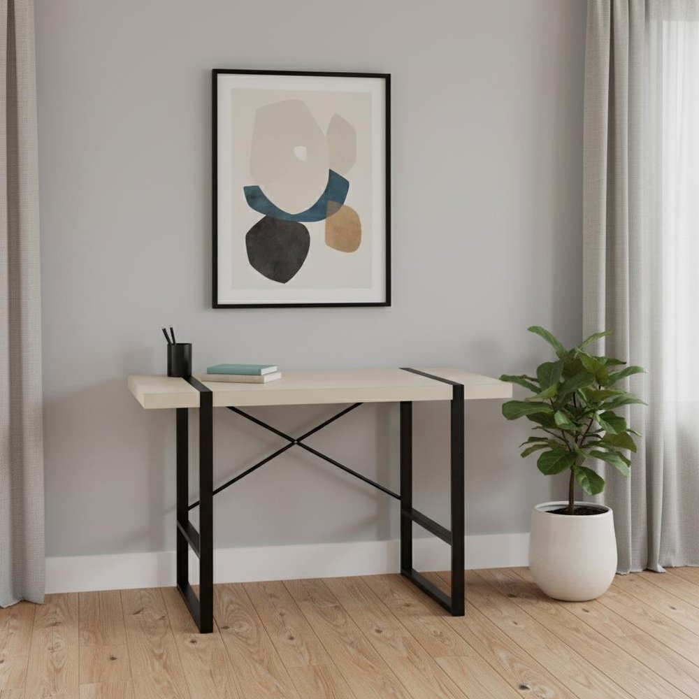 49" Taupe and Black Computer Desk