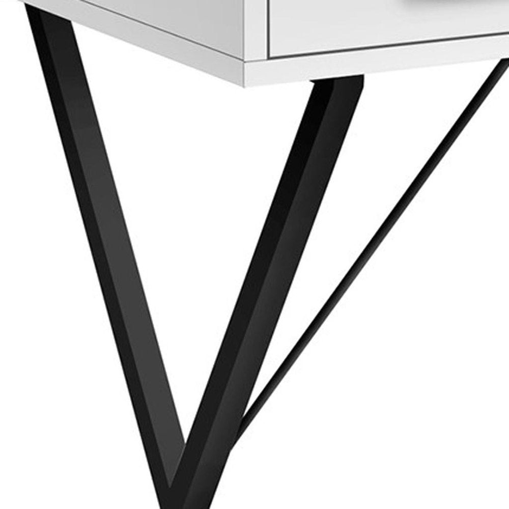 42" White and Black Computer Desk With Two Drawers