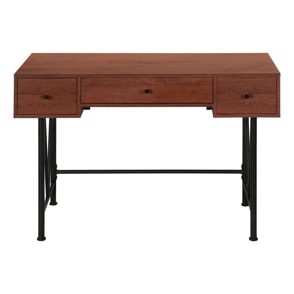 47" Brown and Black Computer Desk With Three Drawers