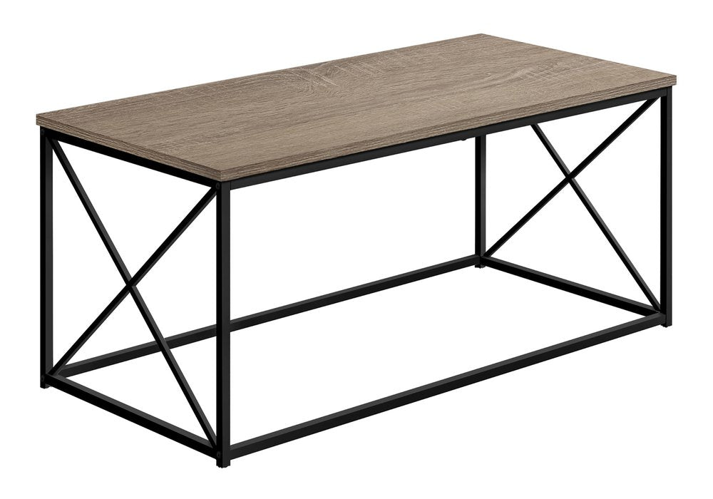 41" Taupe And Black Metal Coffee Table