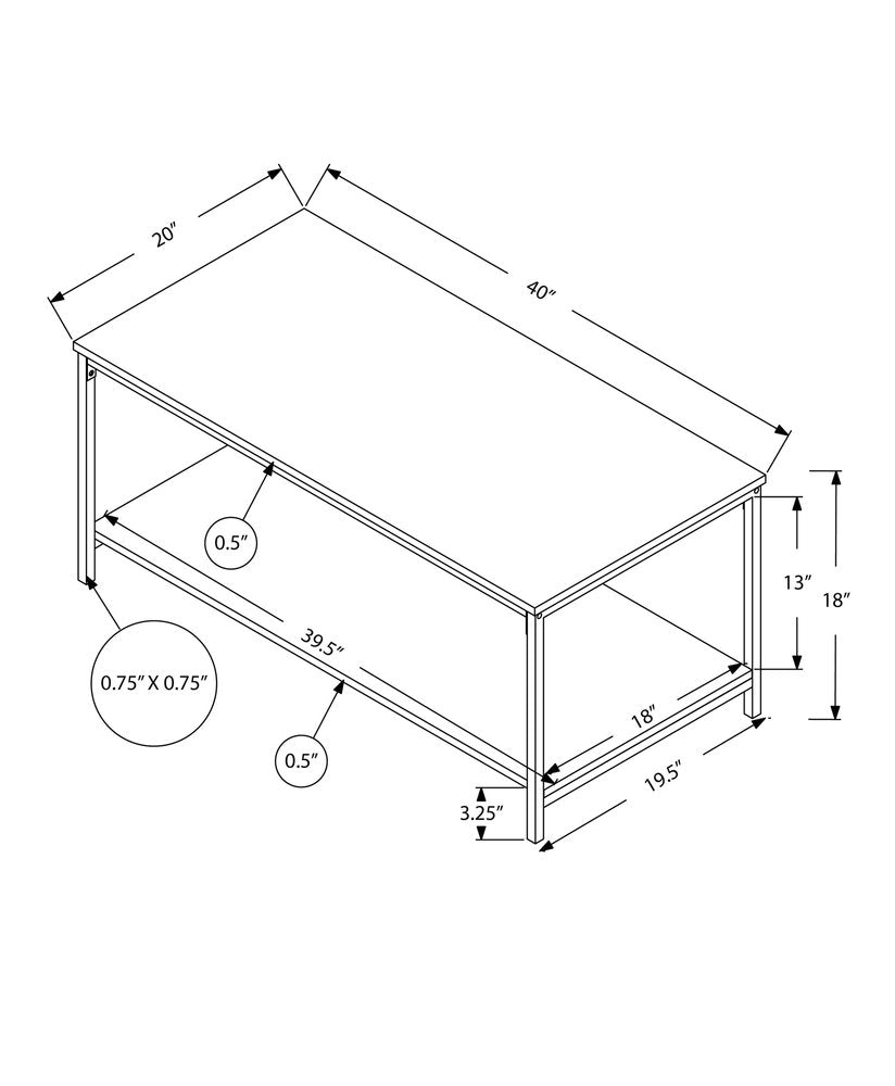 40" White And Silver Metal Coffee Table