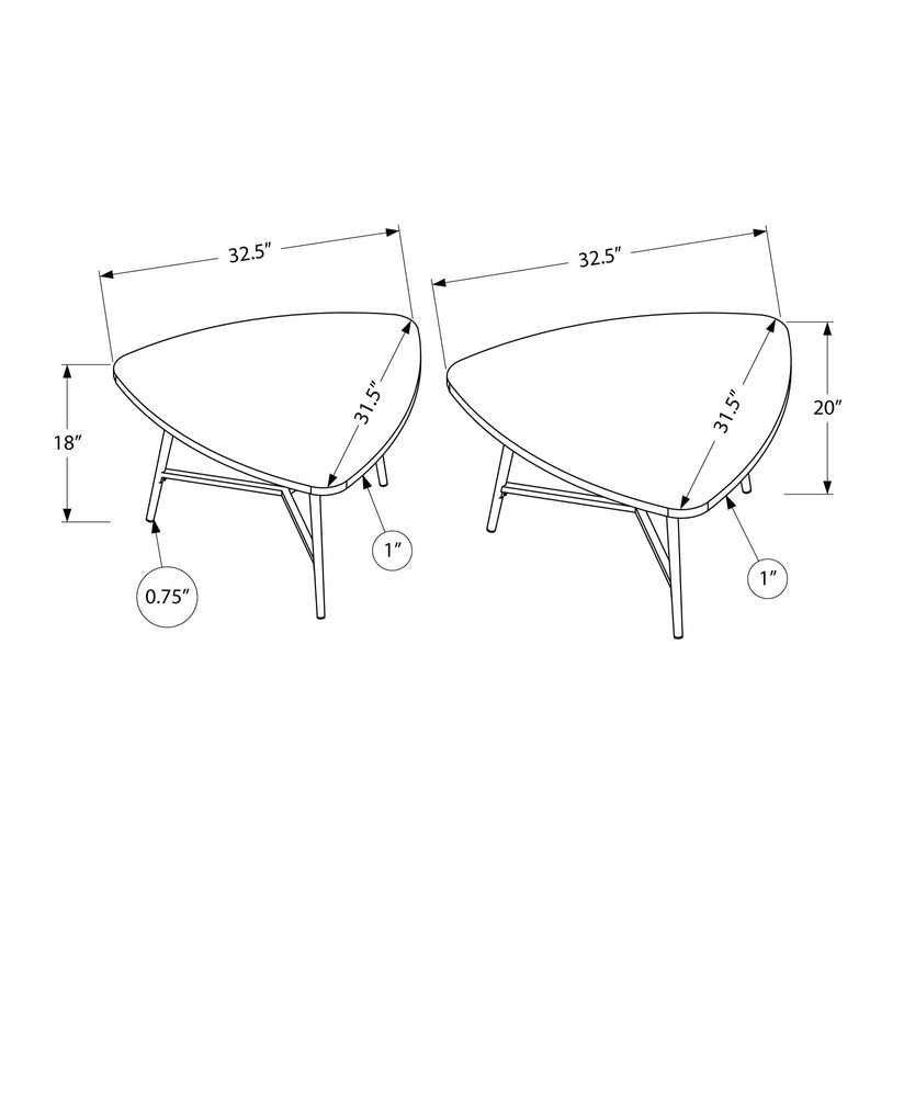 Set of Two 33" Taupe And Black Triangle Nested Coffee Tables