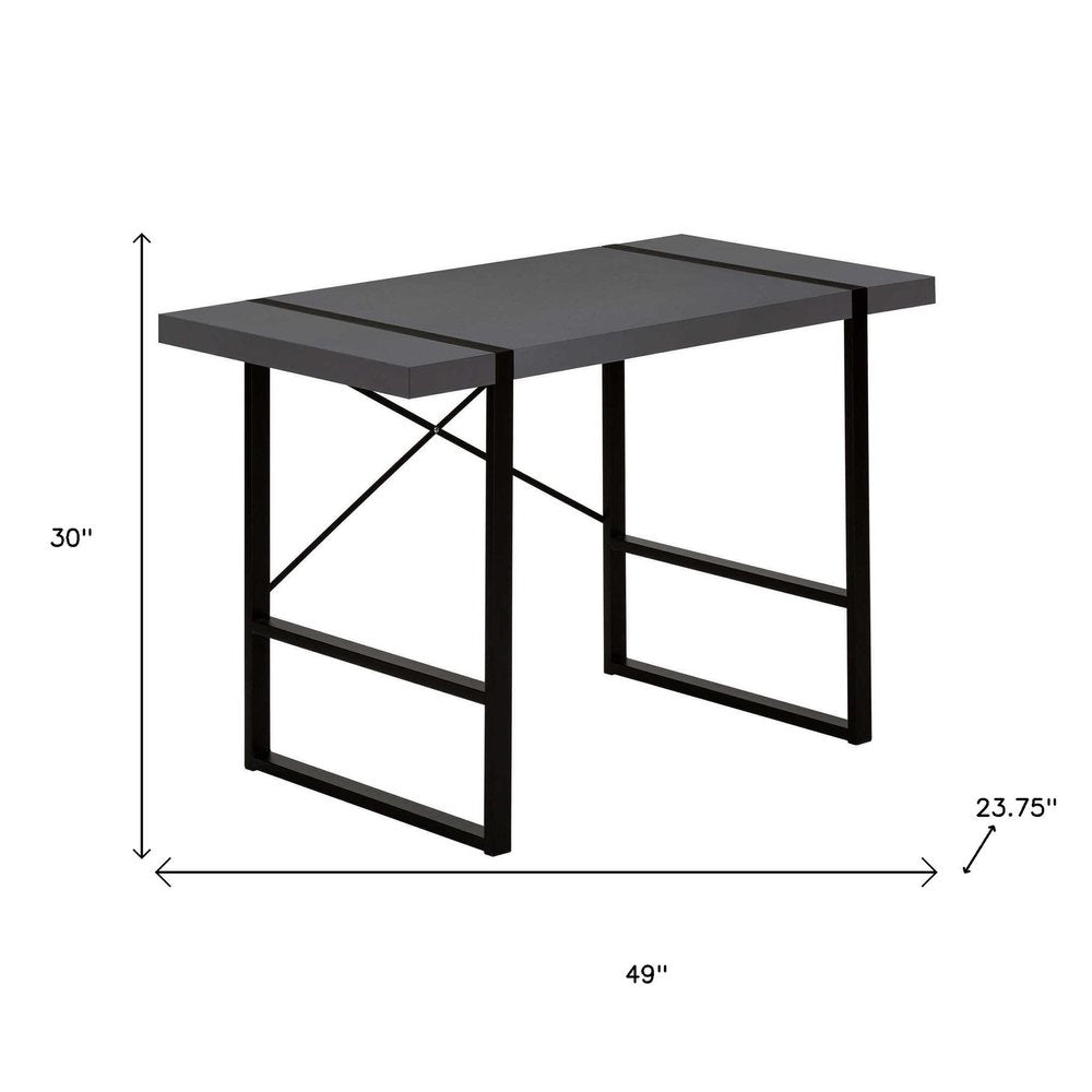 49" Gray and Black Computer Desk