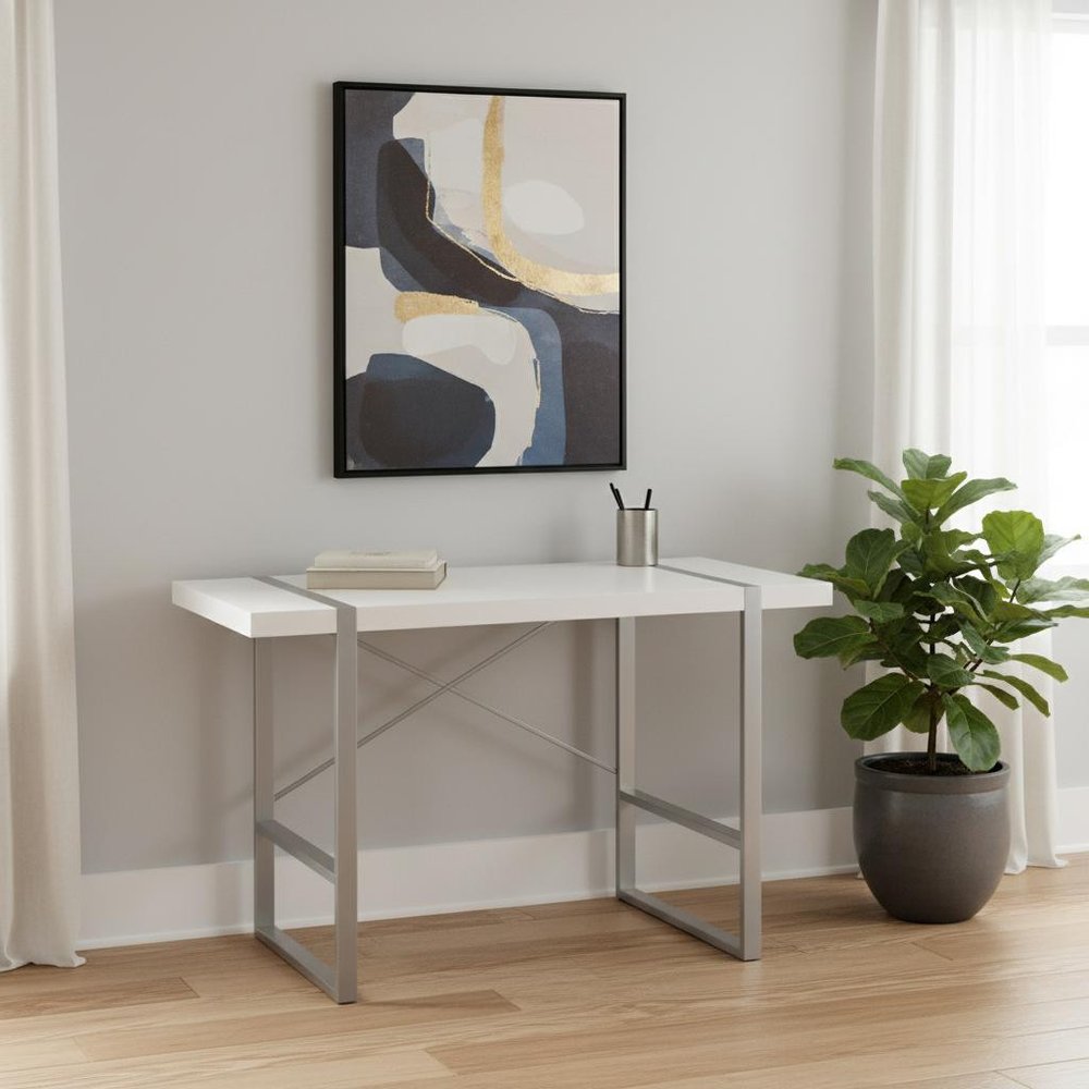 49" White and Gray Computer Desk