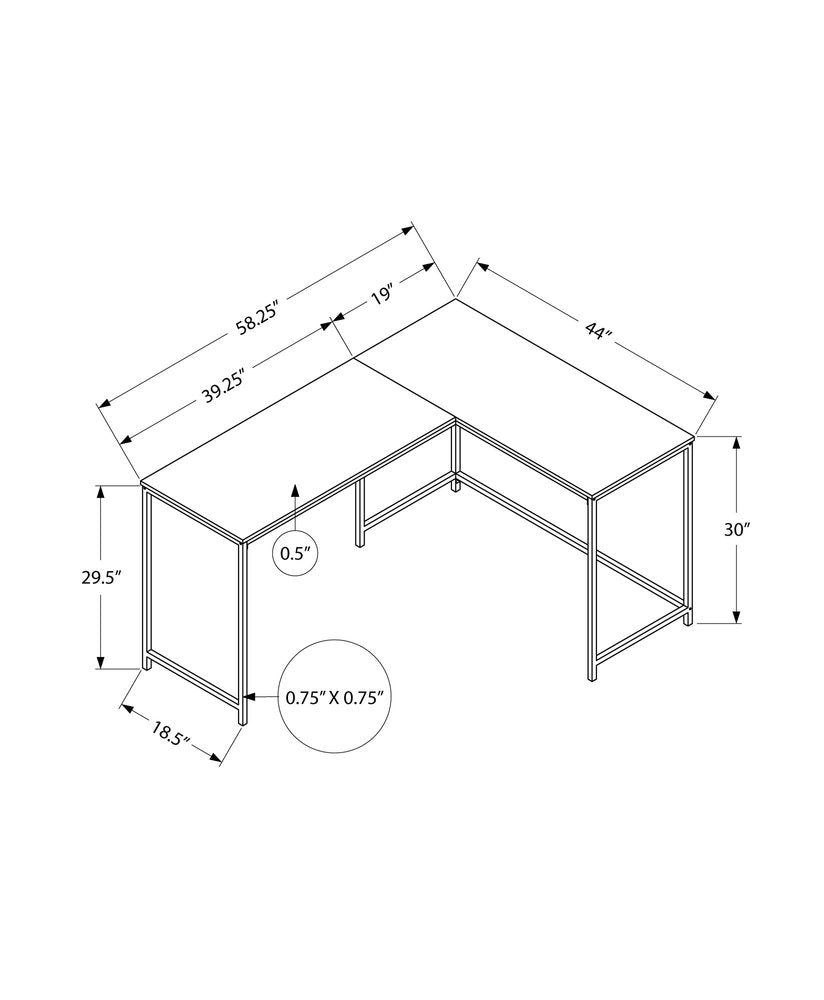 58" Espresso and Black L Shape Computer Desk